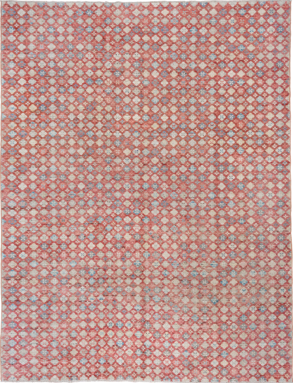 10' x 12' one-of-a-kind handmade vintage Tulu large size rug. Color palette: brown, dark gray, gainsboro, gray, light gray