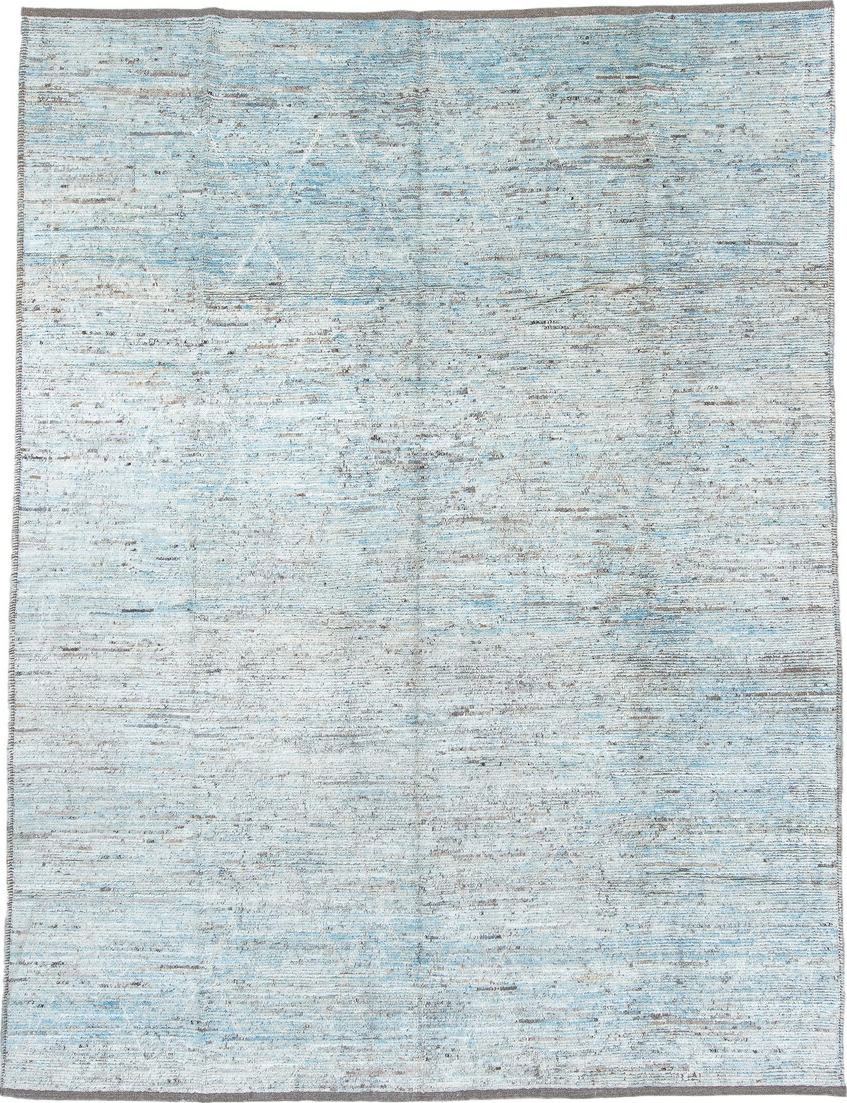 9' x 12' one-of-a-kind handmade vintage Tulu large size rug. Color palette: black, dark gray, gainsboro, gray, light gray