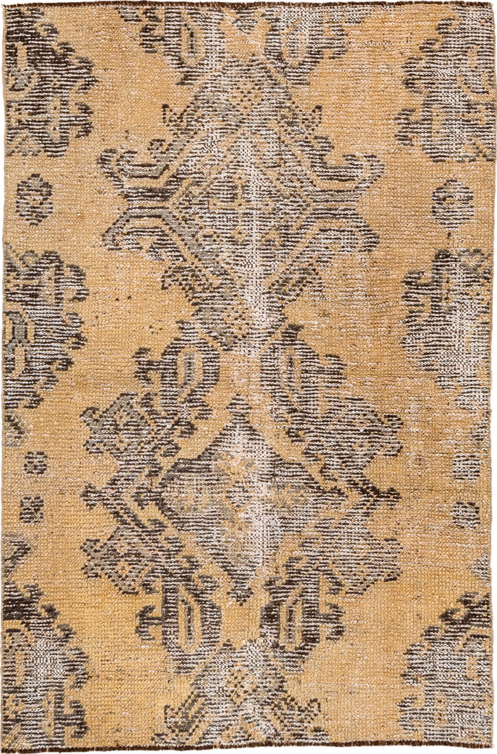 3' x 4' one-of-a-kind handmade vintage Oushak small size rug. Color palette: antiquewhite, brown, burlywood, gray