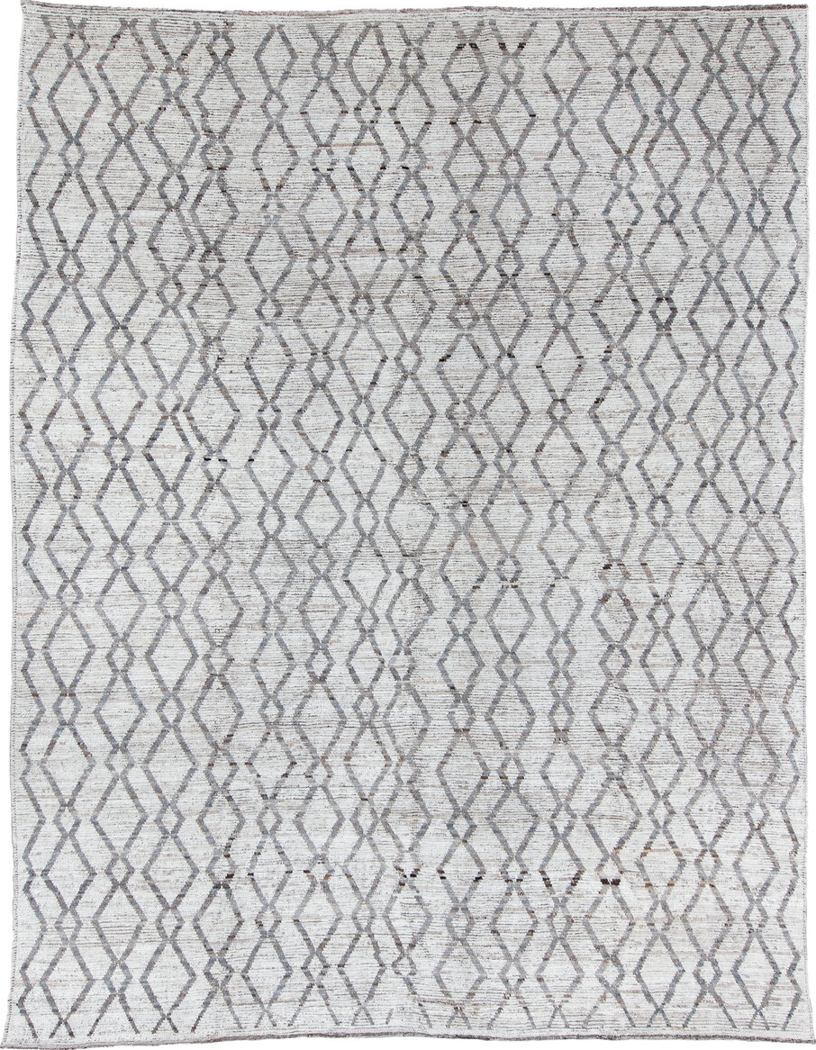 10' x 13' one-of-a-kind handmade vintage Tulu large size rug. Color palette: dark gray, dim gray, gainsboro, gray