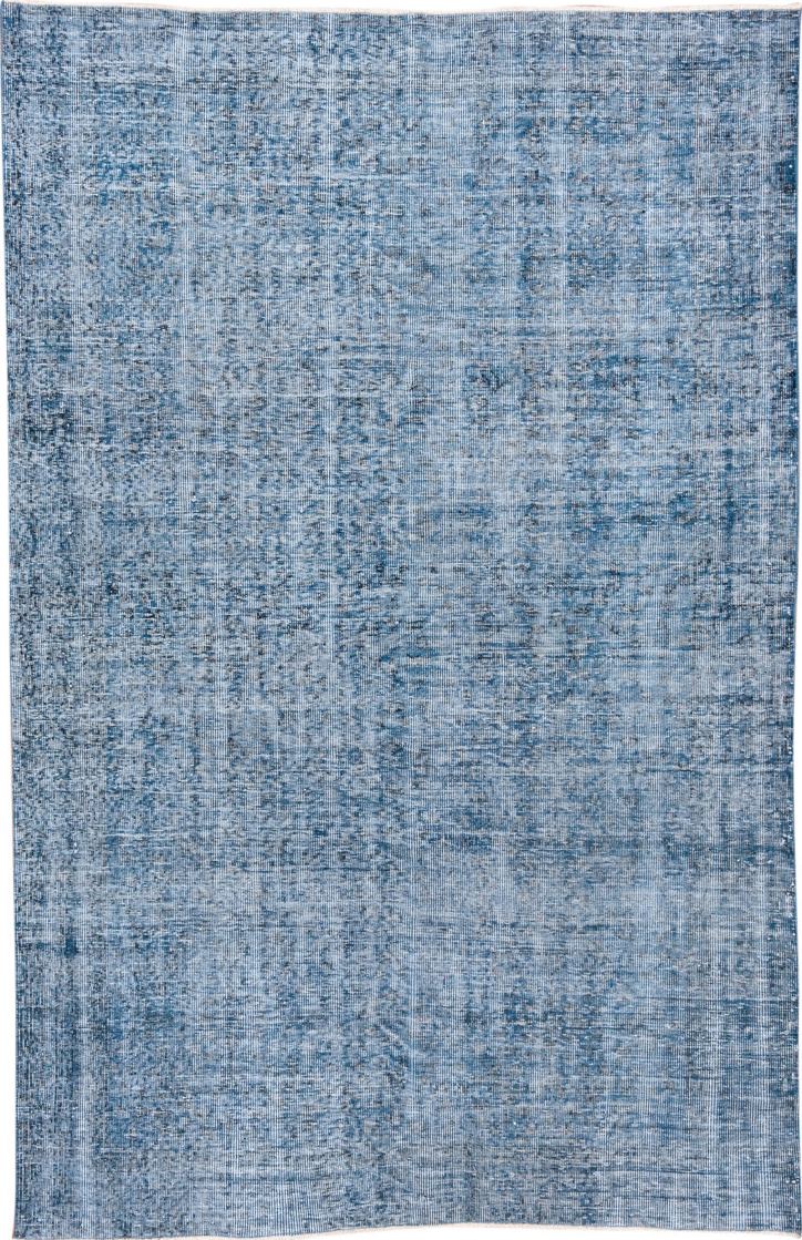5' x 8' one-of-a-kind handmade vintage Overdyed medium size rug. Color palette: arapawa, blue, fiord, gainsboro, gray