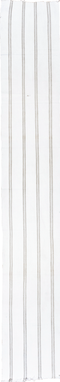 2' x 15' one-of-a-kind handmade vintage Flatweave runner rug. Color palette: alice blue, dark gray, gainsboro, ghost white