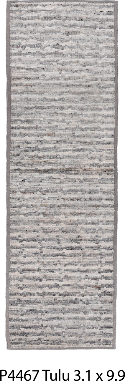 3' x 9' one-of-a-kind handmade vintage Tulu runner rug. Color palette: black, charcoal, dark gray, dim gray, gainsboro, gray