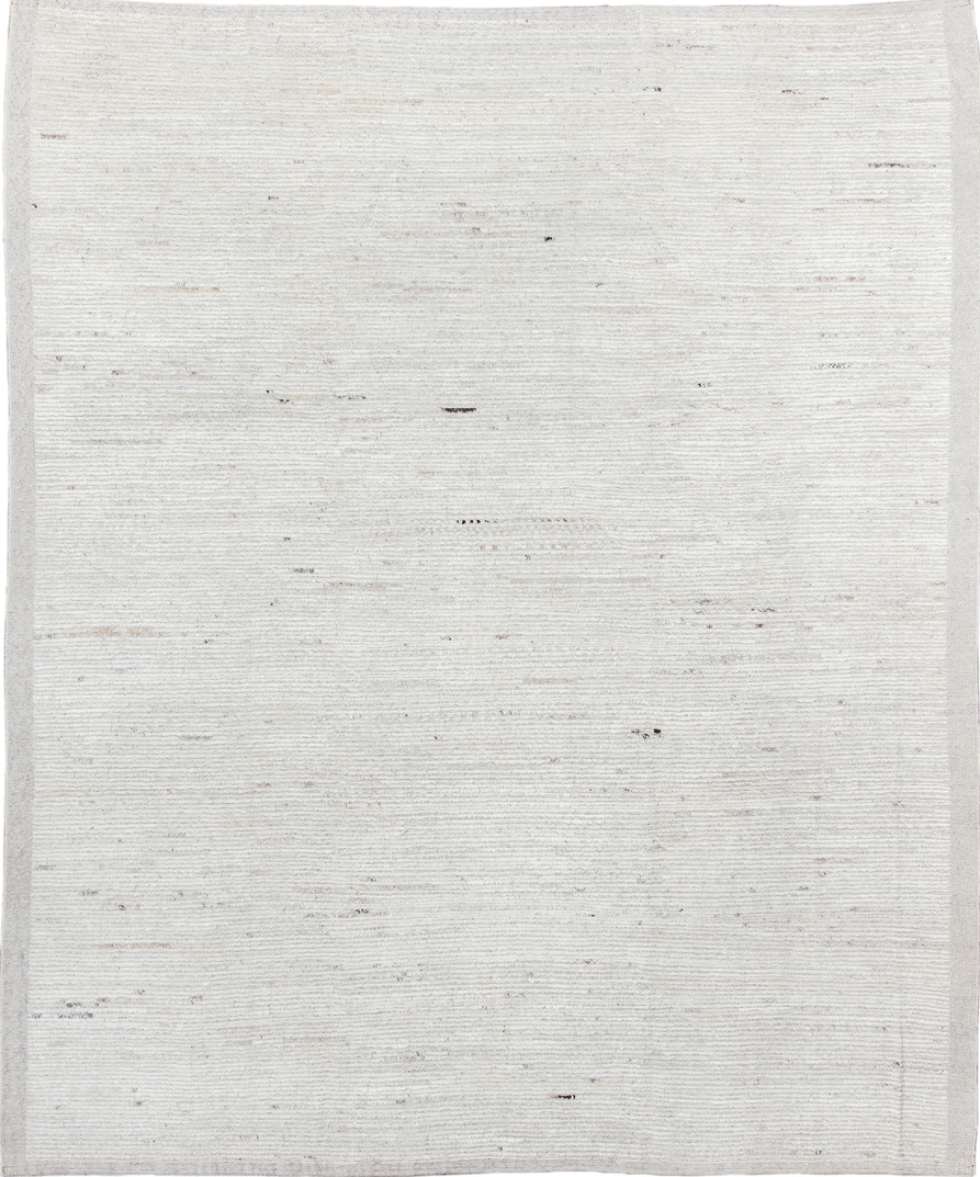 8' x 10' one-of-a-kind handmade vintage Tulu large size rug. Color palette: dark gray, dim gray, floral white, gainsboro