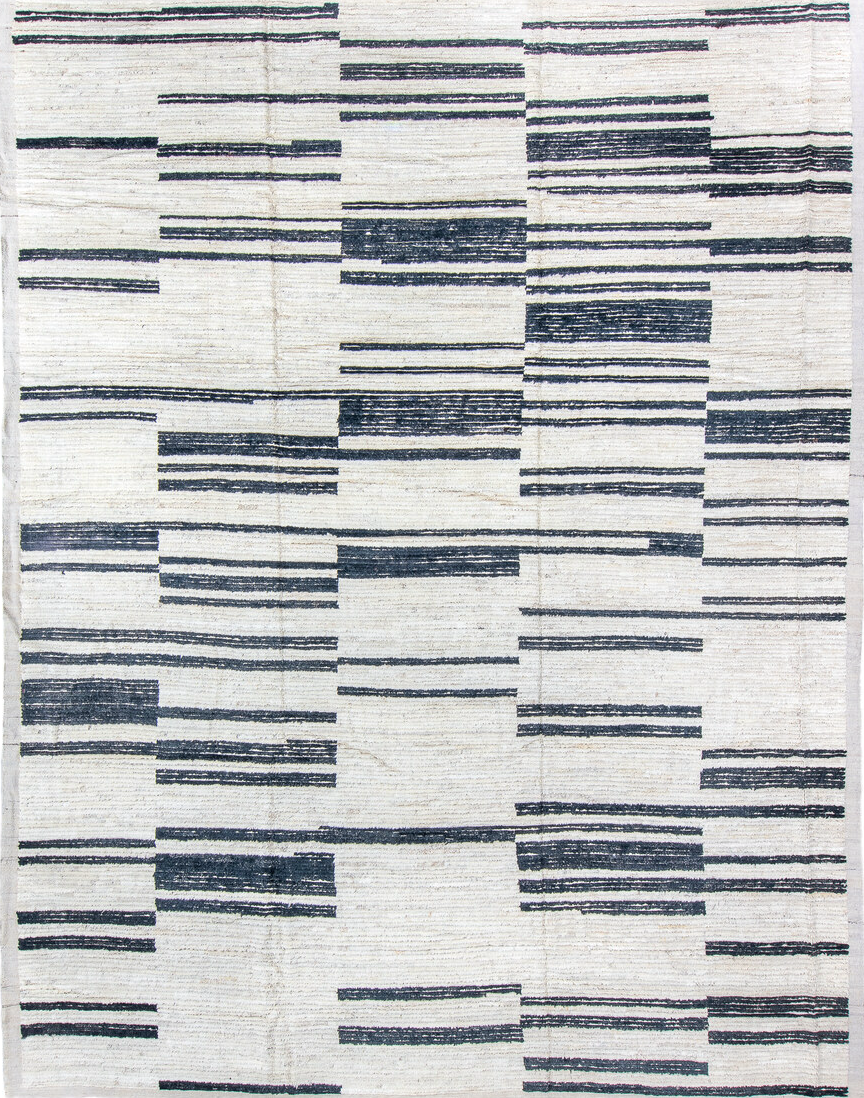10' x 14' one-of-a-kind handmade vintage Tulu large size rug. Color palette: blue, gainsboro, ghost white, gray, green