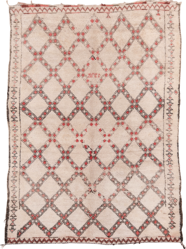 6' x 8' one-of-a-kind handmade vintage Moroccan medium size rug. Color palette: brown, gray, indian red, light gray
