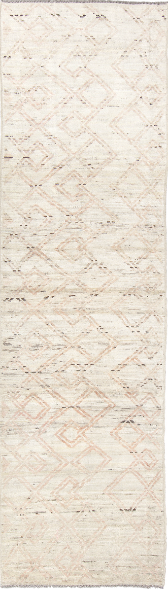 2' x 10' one-of-a-kind handmade vintage Tulu runner rug. Color palette: brown, dark gray, gainsboro, gray, light gray