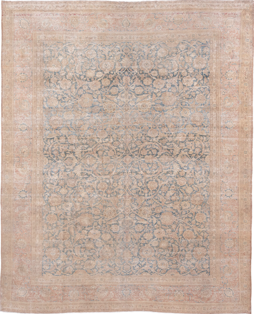 10' x 12' one-of-a-kind handmade vintage Kashan large size rug. Color palette: brown, dark gray, dim gray, gray, light gray