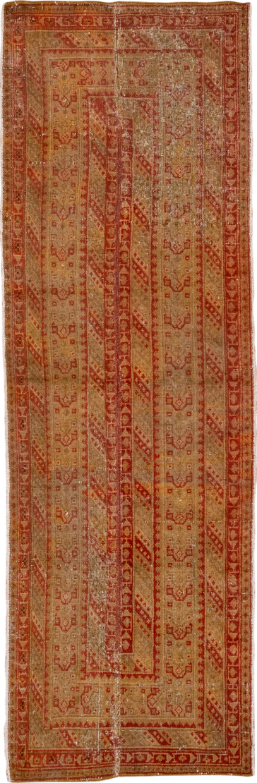 2' x 6' one-of-a-kind handmade vintage Malayer runner rug. Color palette: brown, gray, light gray, off-white, pink, red