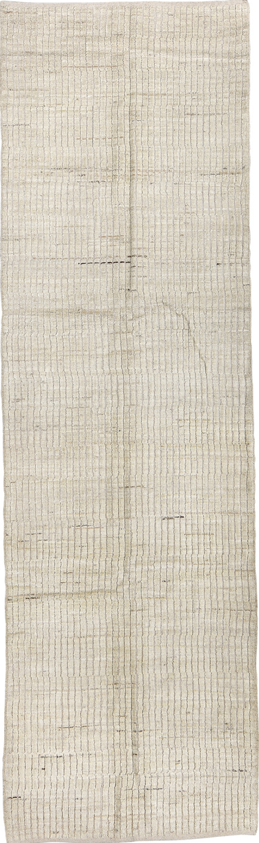 3' x 10' one-of-a-kind handmade vintage Tulu runner rug. Color palette: brown, dark gray, gainsboro, gray, light gray