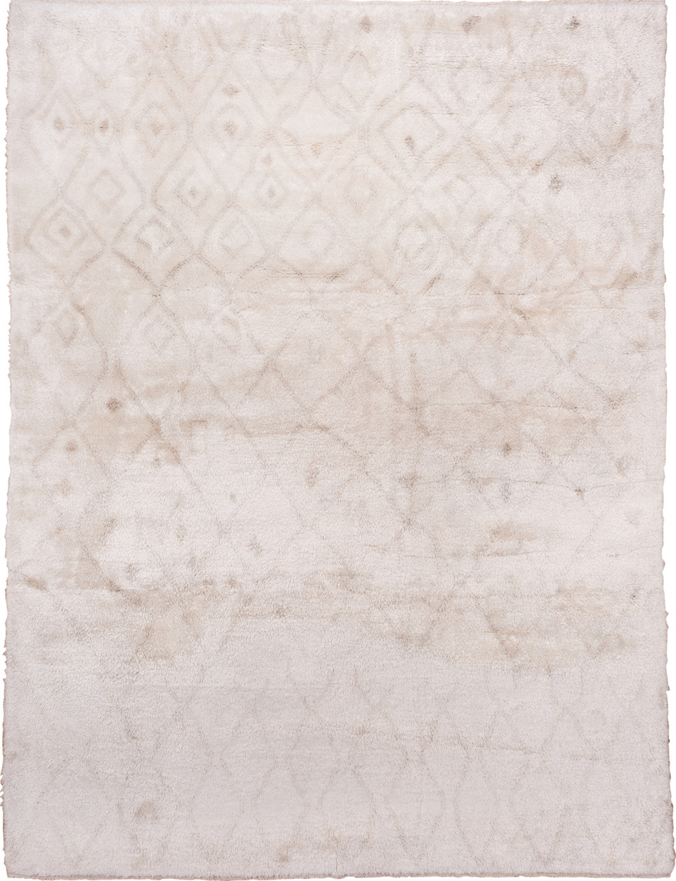 10' x 13' one-of-a-kind handmade vintage Moroccan large size rug. Color palette: light gray, off-white, gray, pink, silver