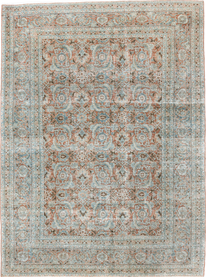 4' x 6' one-of-a-kind handmade vintage Tabriz small size rug. Color palette: brown, gainsboro, gray, light gray, off-white