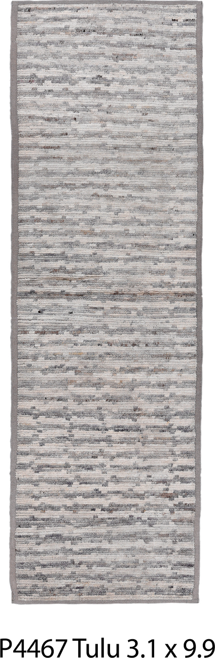 3' x 9' one-of-a-kind handmade vintage Tulu runner rug. Color palette: black, charcoal, dark gray, dim gray, gainsboro, gray