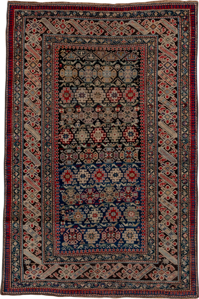 3' x 5' one-of-a-kind handmade vintage Chichi small size rug. Color palette: black, brown, charcoal, dark gray, gray, pink