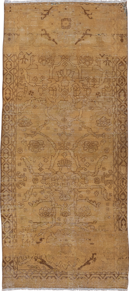 2' x 6' one-of-a-kind handmade vintage Malayer runner rug. Color palette: brown, gray, light gray, off-white, silver, snow