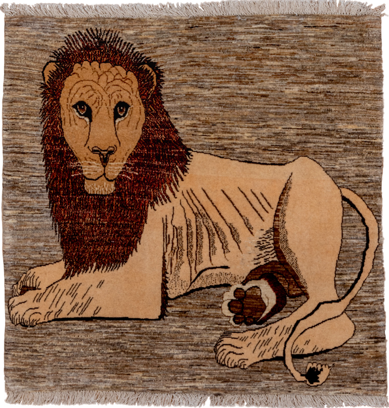 3' x 3' one-of-a-kind handmade vintage Gabbe small size rug. Color palette: brown