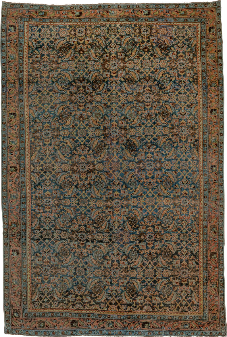 4' x 6' one-of-a-kind handmade vintage Bidjar small size rug. Color palette: black, brown, gray