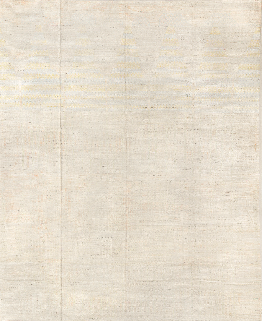 13' x 16' one-of-a-kind handmade vintage Tulu oversize rug. Color palette: antiquewhite, beige, black, blanched almond
