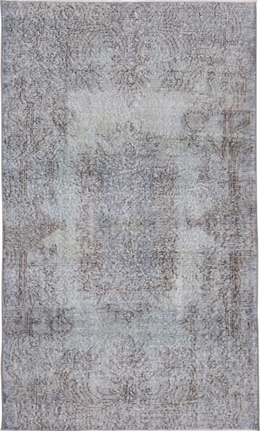 3' x 6' one-of-a-kind handmade vintage Oushak small size rug. Color palette: dark gray, dim gray, gainsboro, gray