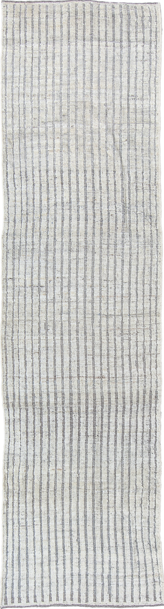 2' x 9' one-of-a-kind handmade vintage Tulu runner rug. Color palette: dark gray, dim gray, gainsboro, gray, light gray