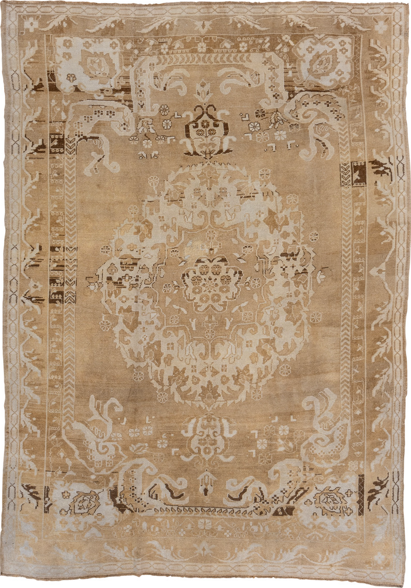 7' x 10' one-of-a-kind handmade vintage Kars large size rug. Color palette: brown, gray