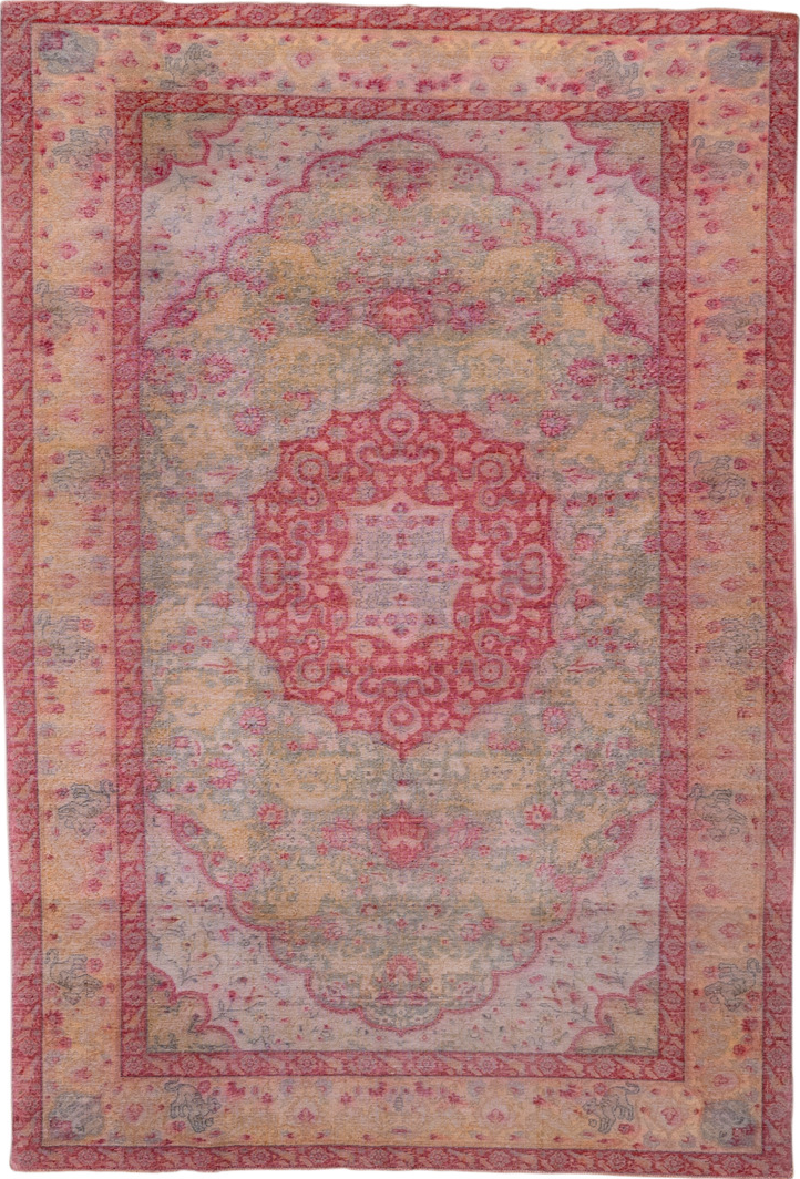 4' x 6' one-of-a-kind handmade vintage Kaisary small size rug. Color palette: brown, gray, pink, red, wine