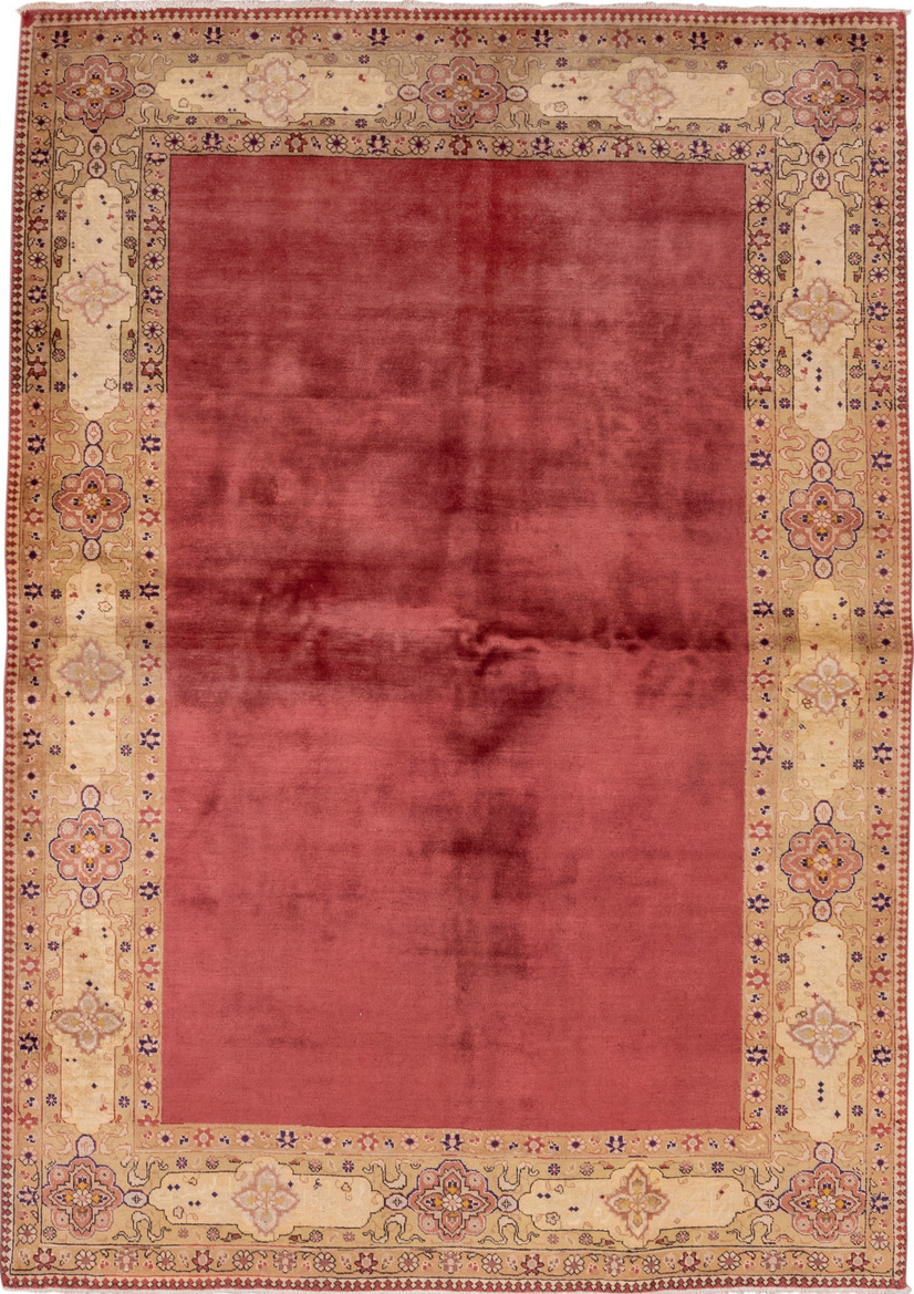 6' x 8' one-of-a-kind handmade vintage Tabriz medium size rug. Color palette: brown, indian red, orange, pink, red