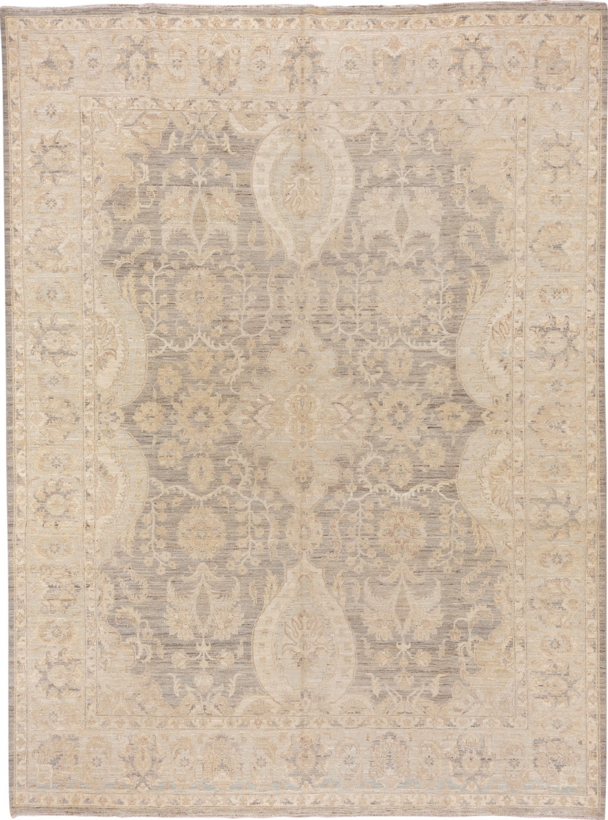 9' x 12' one-of-a-kind handmade vintage Sivas large size rug. Color palette: brown, gray, light gray, off-white, orange