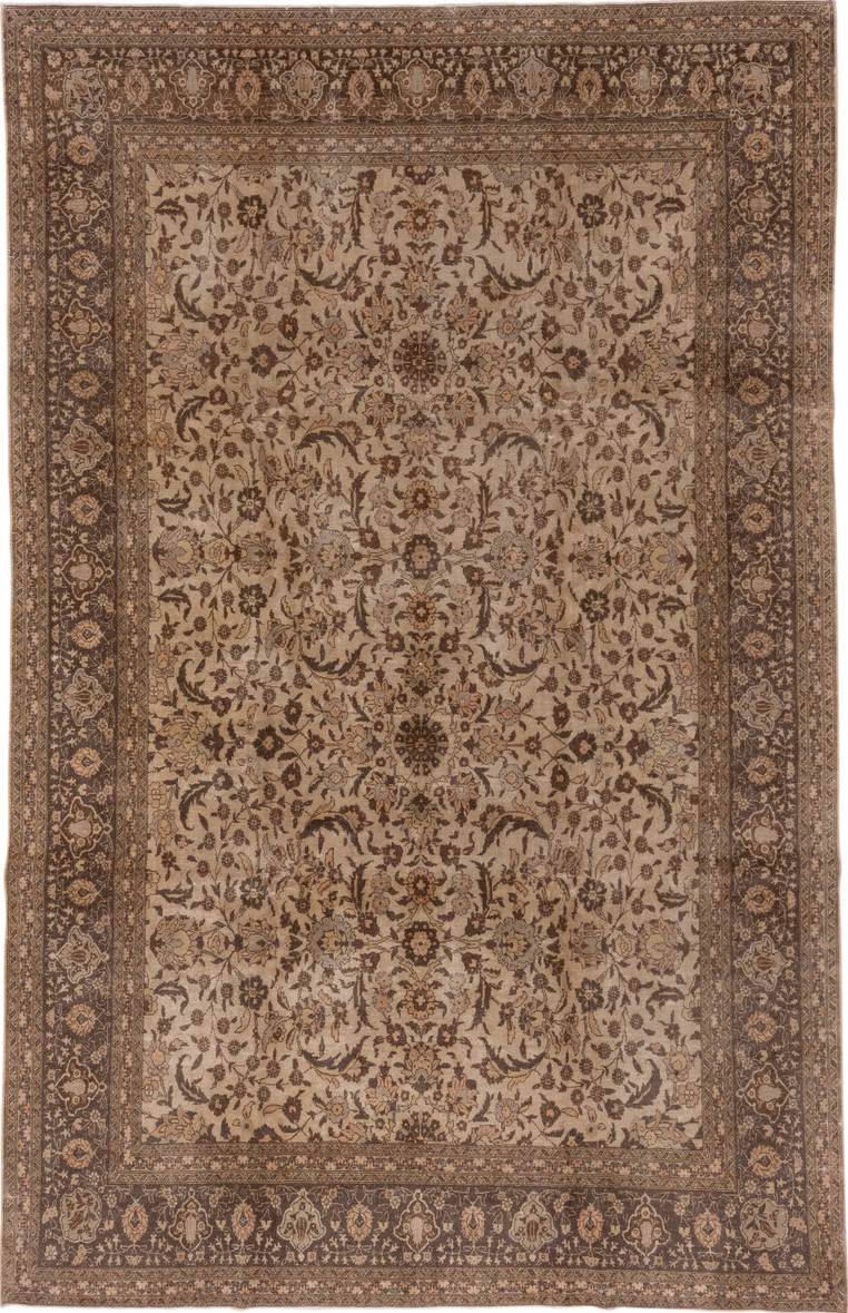 6' x 10' one-of-a-kind handmade vintage Sivas large size rug. Color palette: brown
