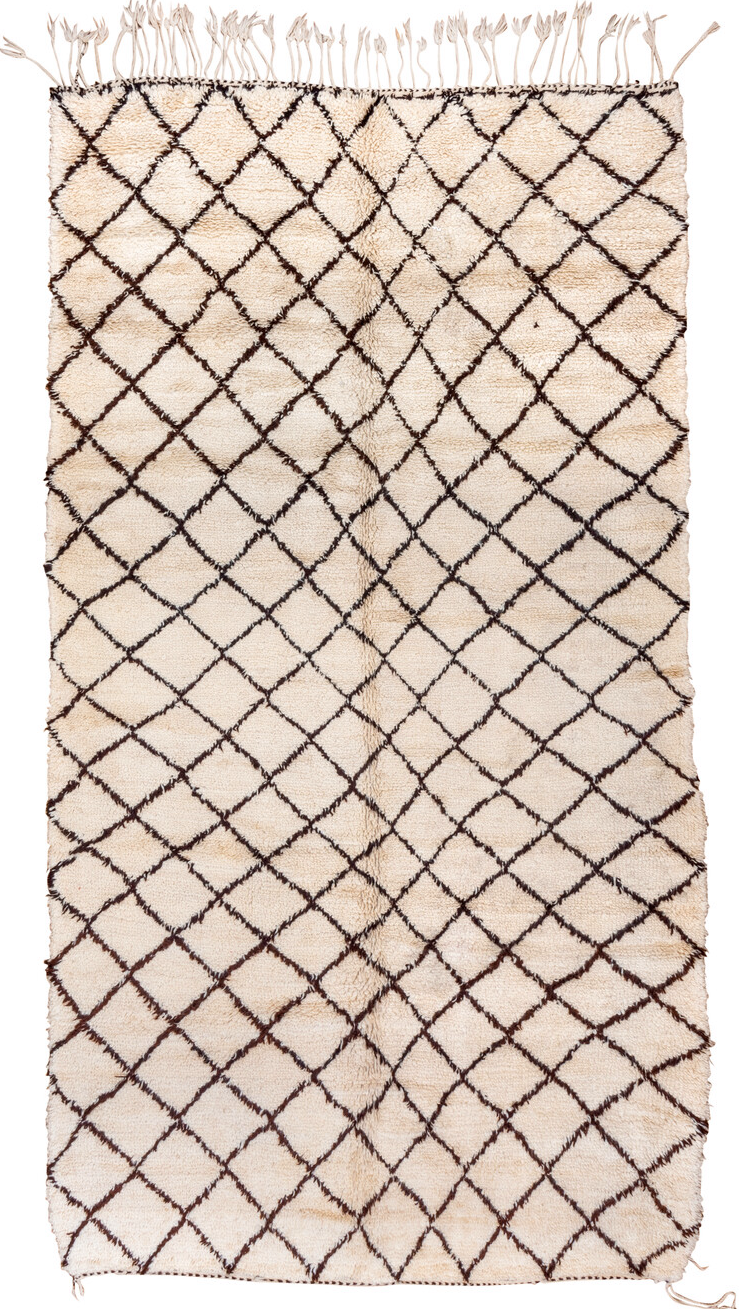 7' x 13' one-of-a-kind handmade vintage Moroccan large size rug. Color palette: antiquewhite, brown, gray, light gray, linen