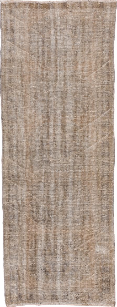 3' x 10' one-of-a-kind handmade vintage Oushak runner rug. Color palette: gray, light gray, off-white, snow, white