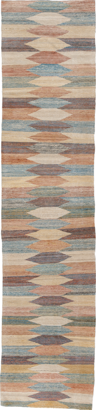 2' x 10' one-of-a-kind handmade vintage Kilim runner rug. Color palette: brown, dark gray, dim gray, gray, light gray