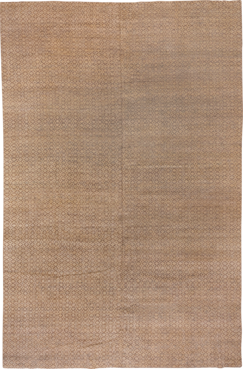 10' x 15' one-of-a-kind handmade vintage Mosaic rug. Color palette: pink, brown