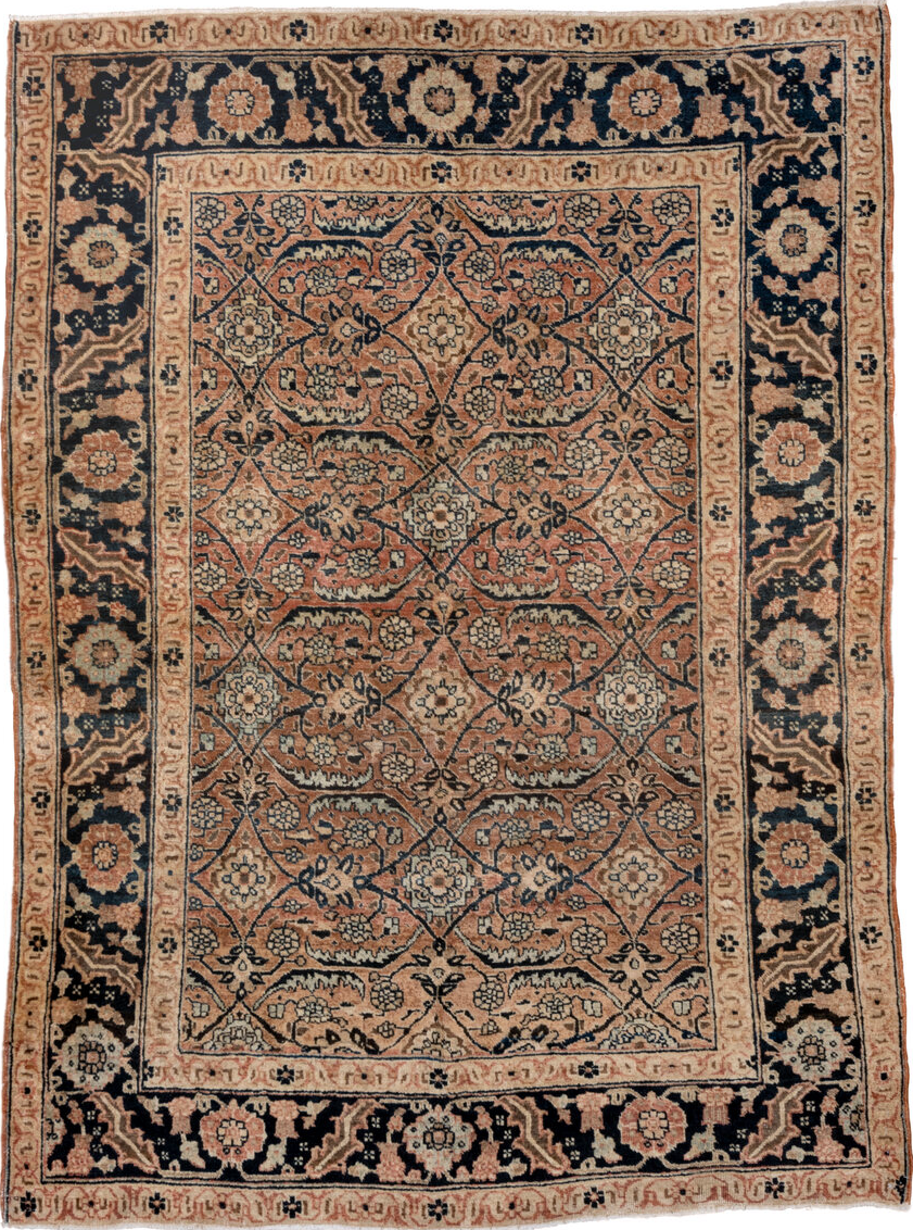 4' x 6' one-of-a-kind handmade vintage Tabriz small size rug. Color palette: black, brown, charcoal, gray