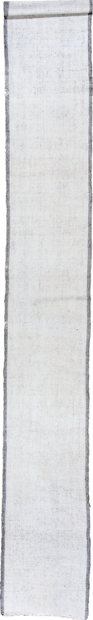 2' x 47' one-of-a-kind handmade vintage Flatweave runner rug. Color palette: dark gray, gainsboro, gray, light blue