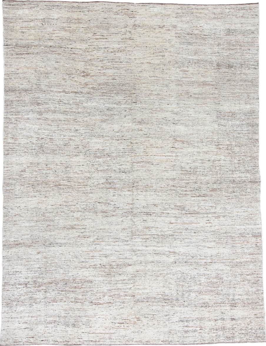 10' x 13' one-of-a-kind handmade vintage Tulu large size rug. Color palette: black, dark gray, gainsboro, gray, light gray