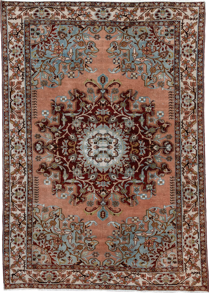 4' x 6' one-of-a-kind handmade vintage Malayer small size rug. Color palette: black, blue, brown, dark gray, dim gray, gray