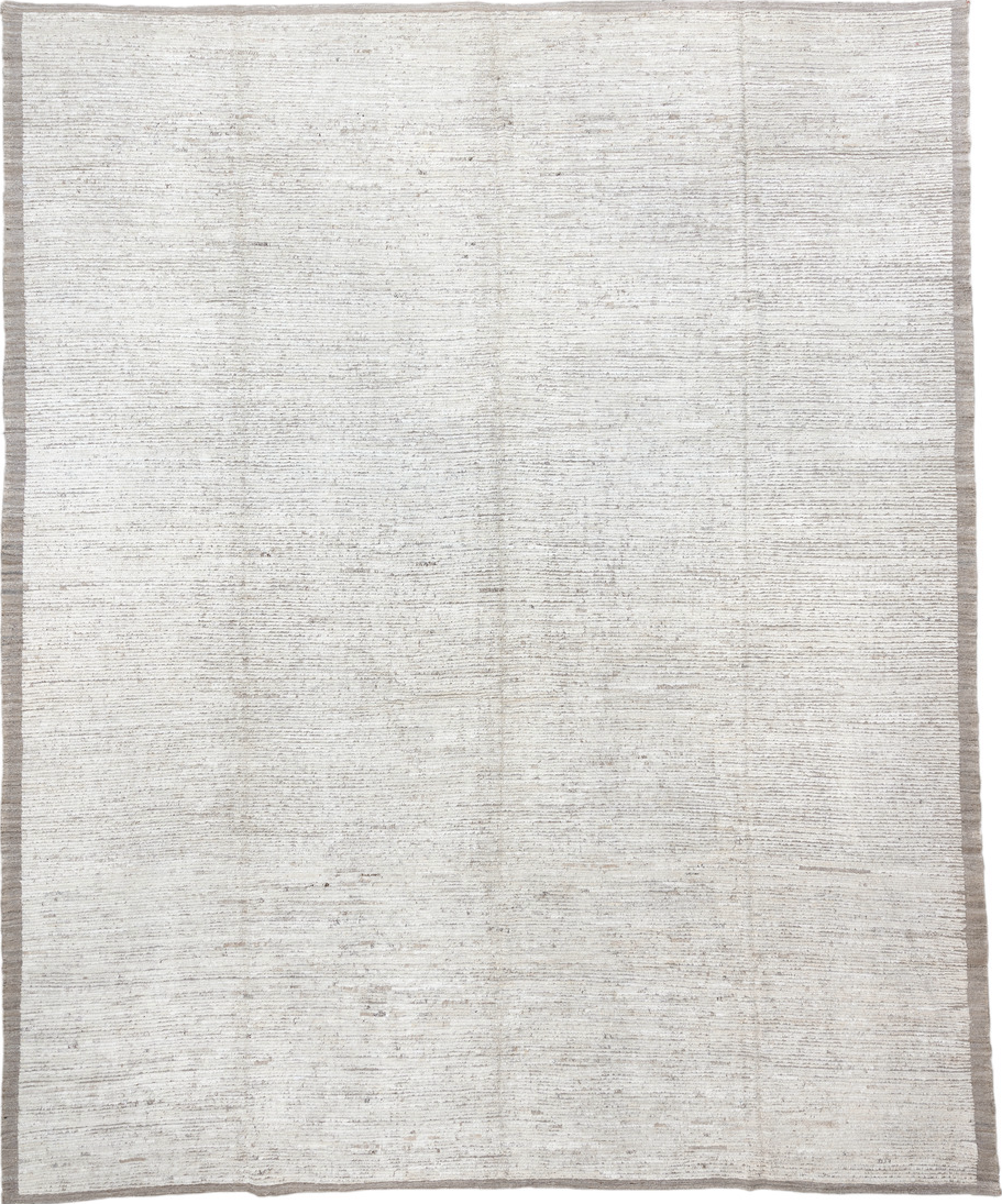 12' x 14' one-of-a-kind handmade vintage Tulu oversize rug. Color palette: dark gray, gainsboro, gray, light blue