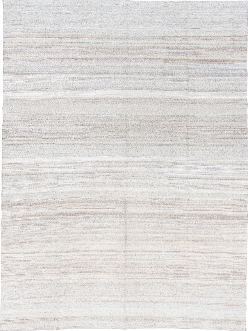 8' x 12' one-of-a-kind handmade vintage Kilim large size rug. Color palette: black, charcoal, dark gray, dim gray, gainsboro