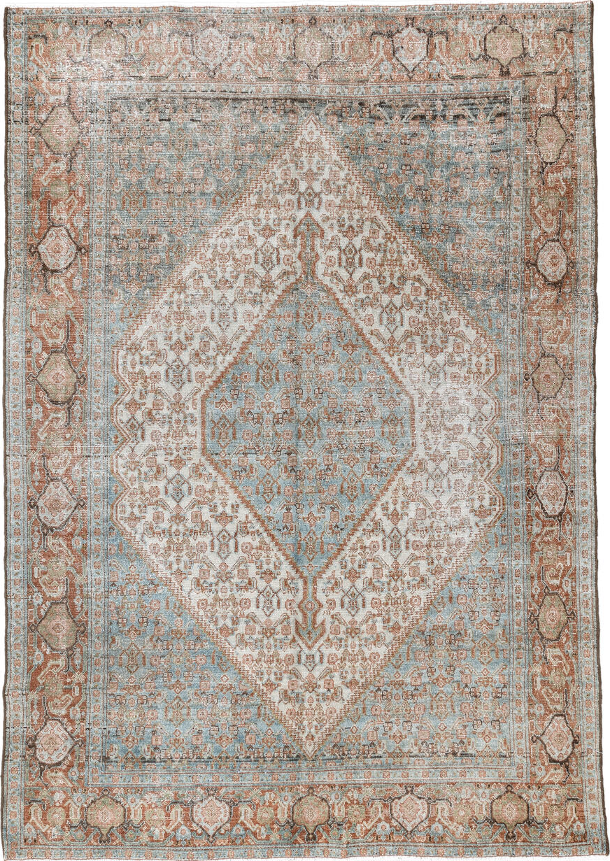 4' x 6' one-of-a-kind handmade vintage Senne small size rug. Color palette: brown, off-white, light gray, gray, pink, silver