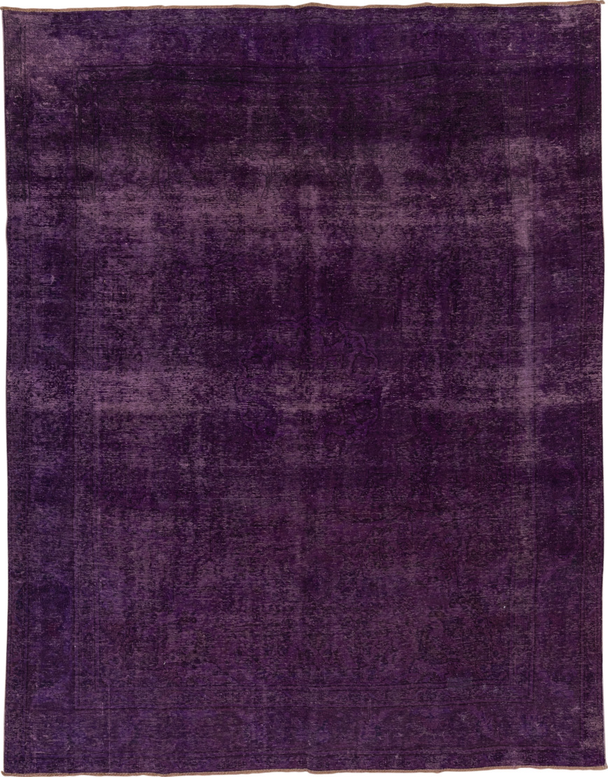 8' x 11' one-of-a-kind handmade vintage Overdyed large size rug. Color palette: gray, off-white, pink, snow, white