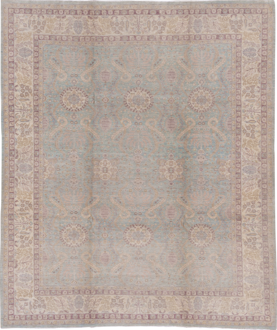 8' x 9' one-of-a-kind handmade vintage Afghan rug. Color palette: dark gray, gainsboro, ghost white, gray, light gray