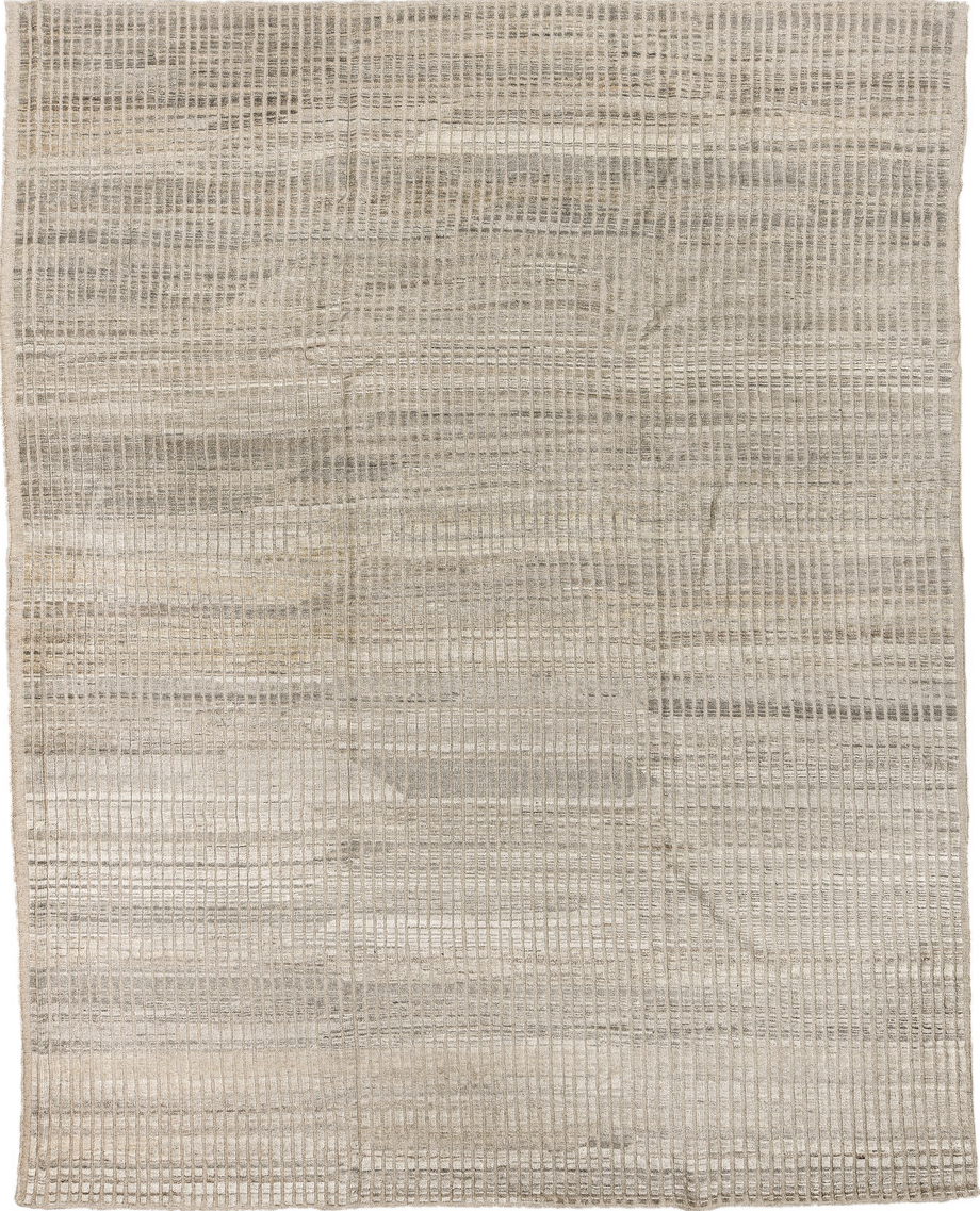 9' x 12' one-of-a-kind handmade vintage Tulu large size rug. Color palette: brown, gainsboro, gray, light gray, linen