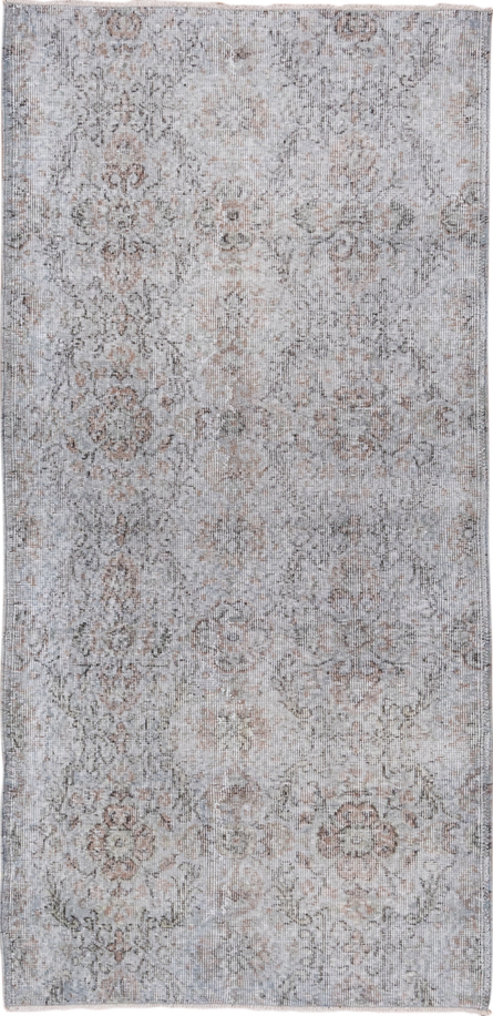 3' x 6' one-of-a-kind handmade vintage Oushak small size rug. Color palette: dark gray, dim gray, gainsboro, gray
