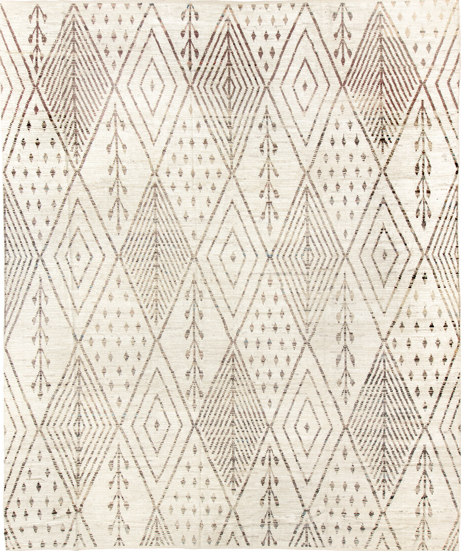 12' x 14' one-of-a-kind handmade vintage Tulu oversize rug. Color palette: black, brown, charcoal, dark gray, dim gray, gray