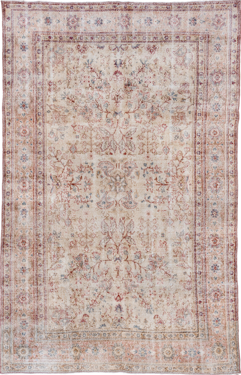 6' x 10' one-of-a-kind handmade vintage Oushak large size rug. Color palette: brown, dark gray, dim gray, gainsboro, gray