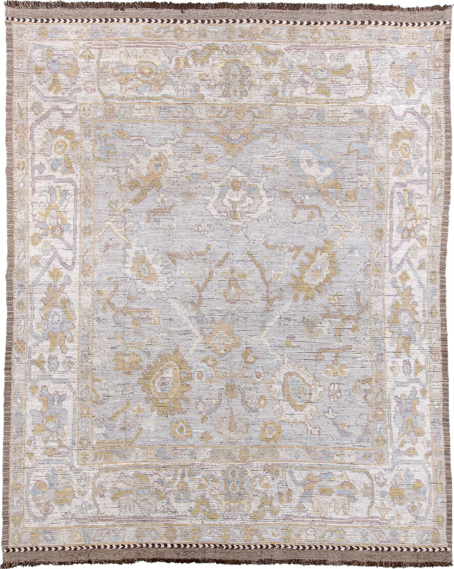 9' x 12' one-of-a-kind handmade vintage Tulu large size rug. Color palette: black, brown, charcoal, dark gray, dim gray