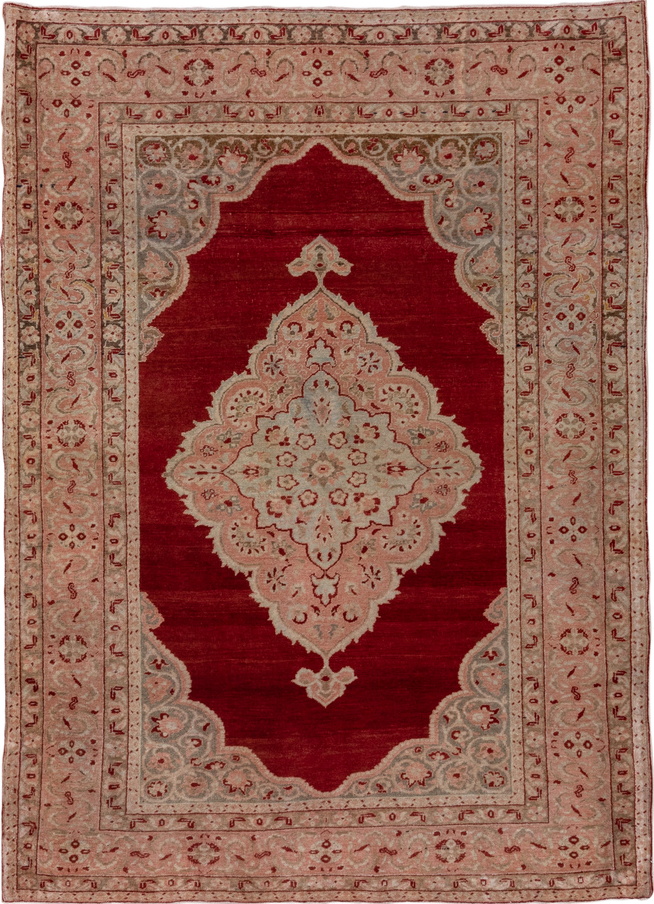 4' x 6' one-of-a-kind handmade vintage Sivas small size rug. Color palette: brown, gray, light gray, pink, red
