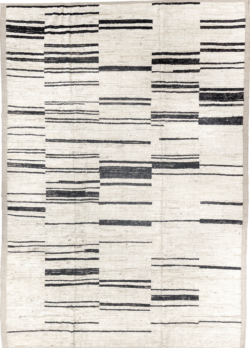 8' x 12' one-of-a-kind handmade vintage Tulu large size rug. Color palette: black, charcoal, dark gray, dim gray