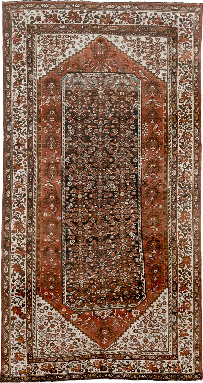 5' x 10' one-of-a-kind handmade vintage NW Persian medium size rug. Color palette: antiquewhite, black, brown, gray